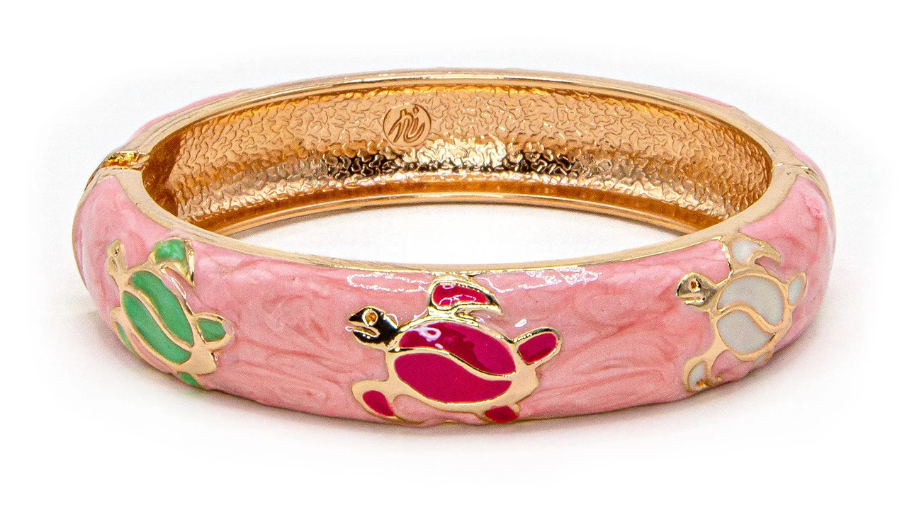 Large Island Bangle - Honu Design: Pink 3 Large Island Bangle - Honu Design: Pink