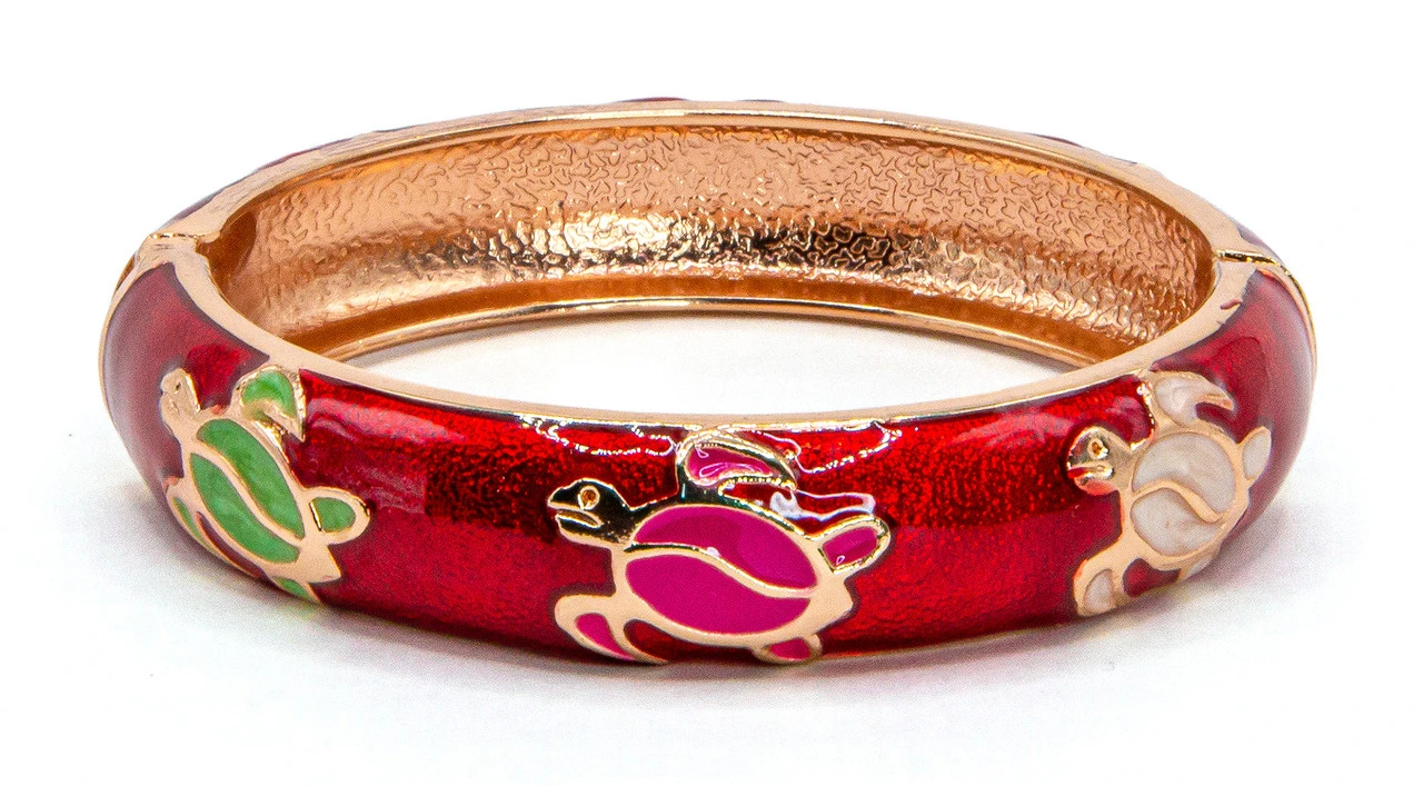 Large Island Bangle - Honu Design: Red 3 Large Island Bangle - Honu Design: Red