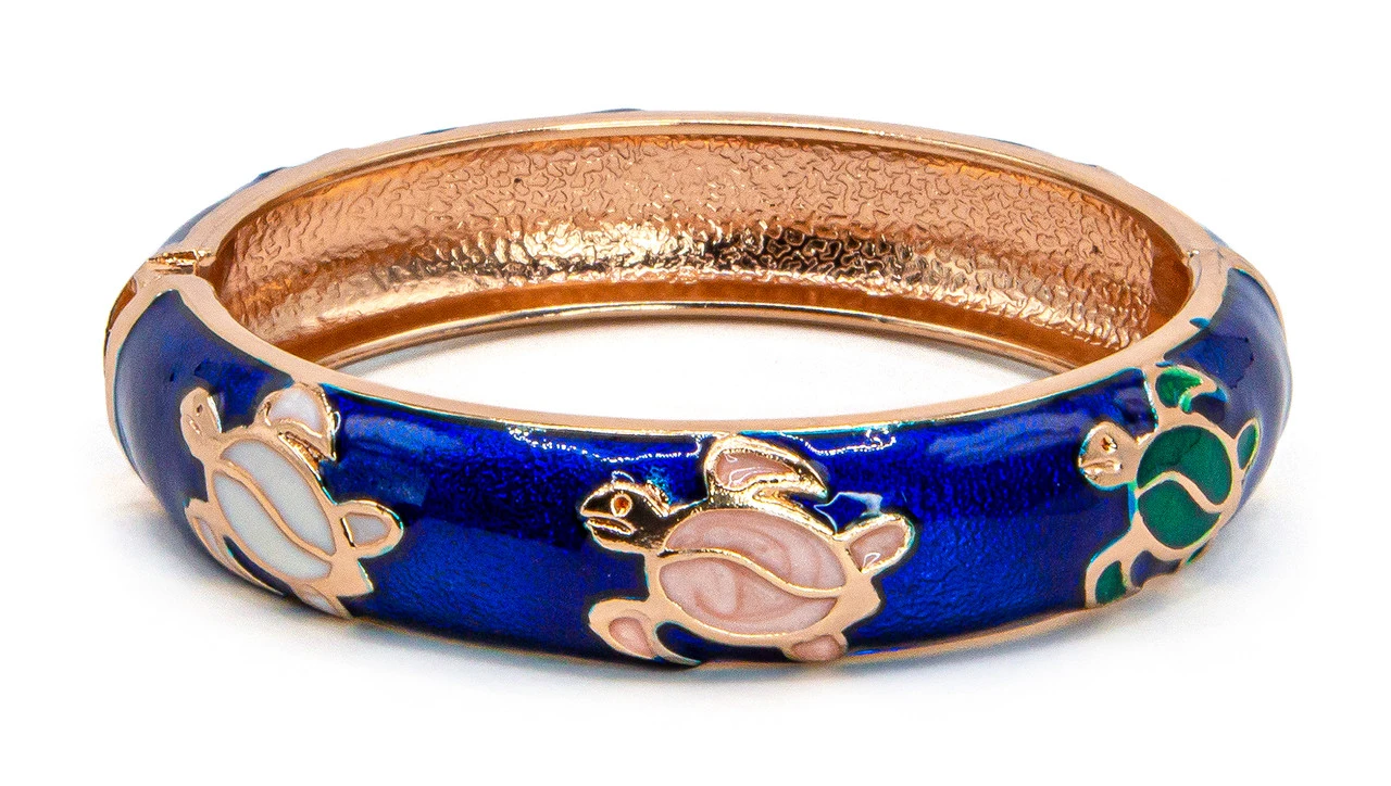 Large Island Bangle - Honu Design: Royal Blue 3 Large Island Bangle - Honu Design: Royal Blue