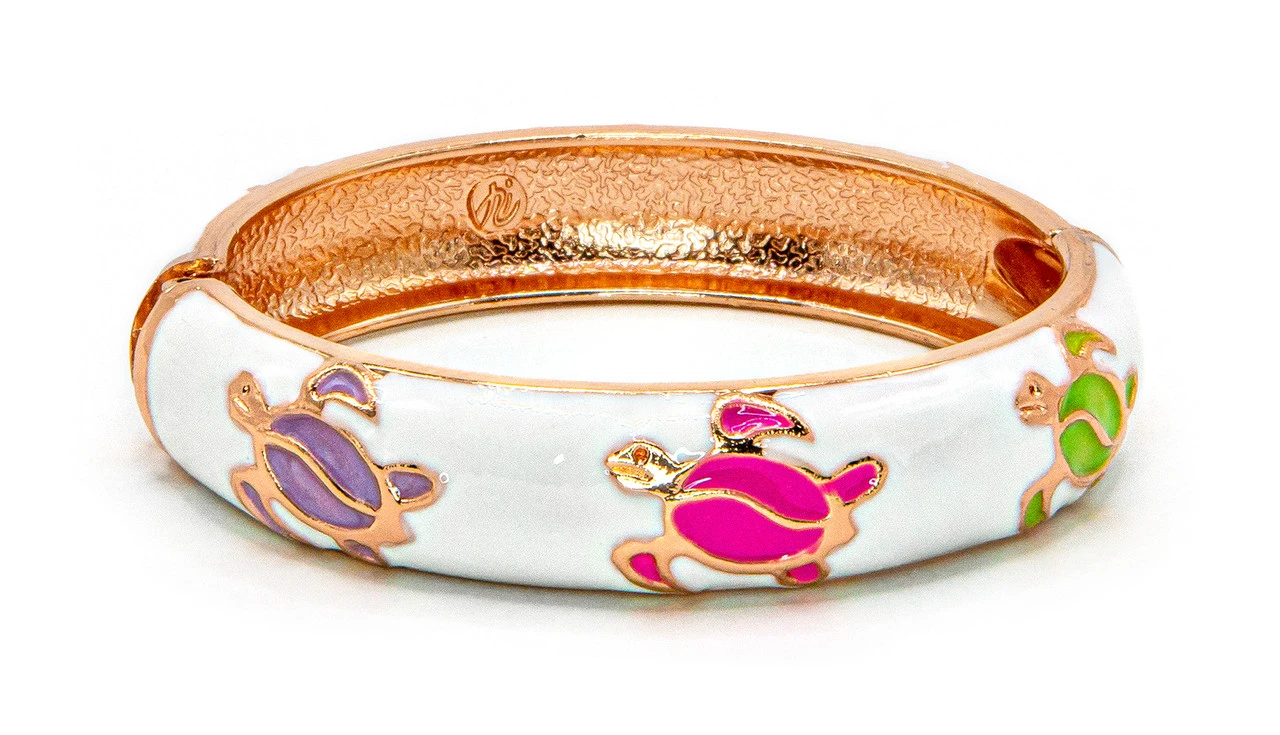 Large Island Bangle - Honu Design: White 3 Large Island Bangle - Honu Design: White