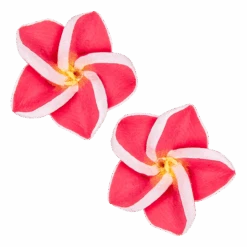 Small Plumeria Stud Earrings: Pink