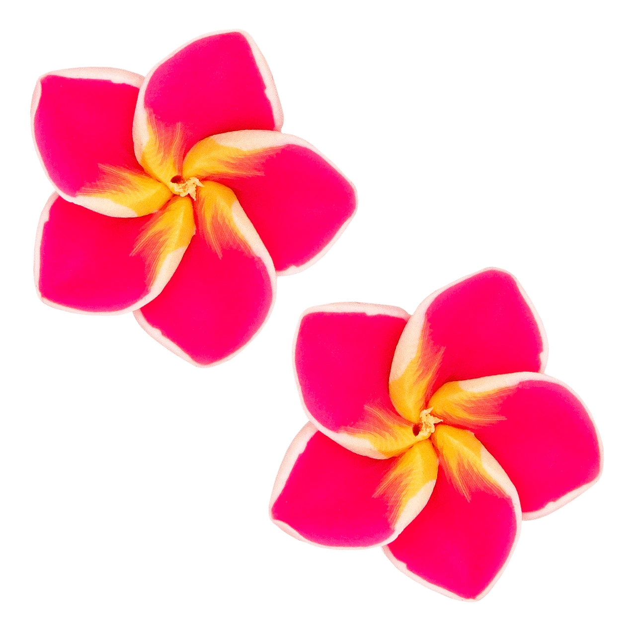 Medium Plumeria Stud Earrings: Pink 3 Medium Plumeria Stud Earrings: Pink