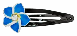 Small Plumeria Flower Snap Hair Pins: Blue