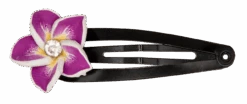 Small Plumeria Flower Snap Hair Pins: Purple