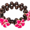 Three Plumeria Wood Bead Bracelet: Pink -Fashion Store 74261 OluOluPP WoodBeadBracelet Pink 24000.1669147161