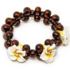 Three Plumeria Wood Bead Bracelet: White -Fashion Store 74261 OluOluPP WoodBeadBracelet White 62322.1669146934