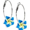 Plumeria Loop Earrings: Blue -Fashion Store 76480 OluOlu PlumeriaLoopEarring Blue 80908.1702348950