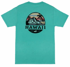 Hawaiian Performance Surfwear® - Tropical Sunset: Mint -Fashion Store 77942 AdultTeeHPSTropicalSunset MintGreen Back 34709 82193.1700004681