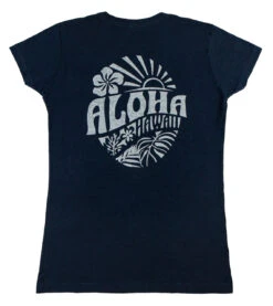 Island Girl® Surf Tee - Sunny Aloha: Navy -Fashion Store 80836 BabyTeeIG SunnyAloha Back Navy 80149.1704857157