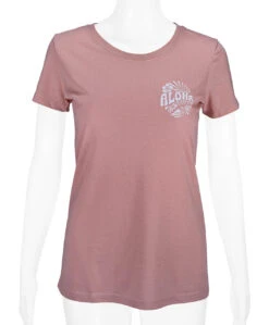 Island Girl® Surf Tee - Sunny Aloha: Dusty Rose -Fashion Store 80836 IG SunnyAloha Model Front Rose 29799.1704857008
