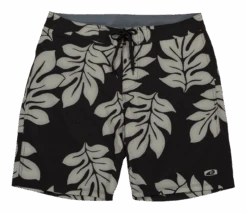 Hawaiian Performance Surfwear® Waverider Board Shorts - Floral: Black