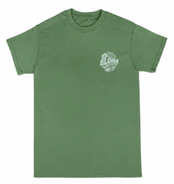 Crew Neck Tee - MAUI Sunny Aloha: Military Green