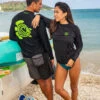 Hawaii Loa Rashguard Longsleeve - UPF 50: Black With Green Honu -Fashion Store Couple 26258.1635205077.1280.1280 09407.1706216395