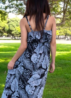 Napua Collection Ruffle Maxi Dress - Monstera Palm: Black 8 Napua Collection Ruffle Maxi Dress - Monstera Palm: Black -Fashion Store D1Back 25686.1707876062