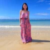 Napua Collection Ruffle Maxi Dress - Monstera Palm: Pink 1 Napua Collection Ruffle Maxi Dress - Monstera Palm: Pink -Fashion Store D4Front 67773.1707876103