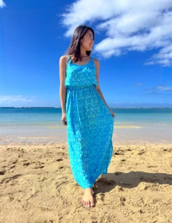 Napua Collection Ruffle Maxi Dress - Batik: Turquoise