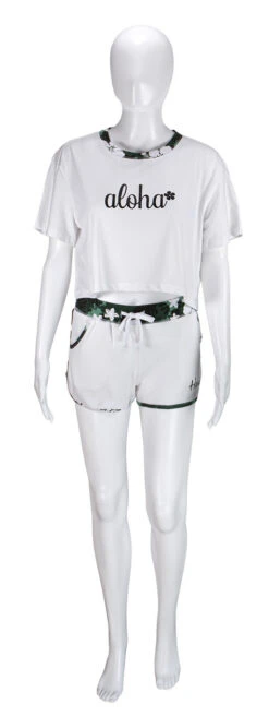 Island Design Collection Crop Tee: White -Fashion Store IDC CropTeeShortsCombo White 84216.1707852625