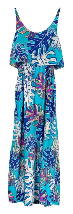 Napua Collection Ruffle Maxi Dress - Abstract Monstera: Blue -Fashion Store IMG 3588 38087.1707875877