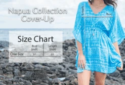 Napua Collection Cover Ups: Monstera Leaf - Navy/Blue -Fashion Store Napua Collection Cover ups 81435.1707852861