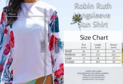 Robin Ruth Longsleeve Sun Shirt - Black Floral Elegance -Fashion Store Robin Ruth Longsleeve Sun Shirt Size Chart 40560.1707851931