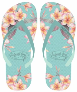 Island Girl® Slippers - Plumeria: Aqua