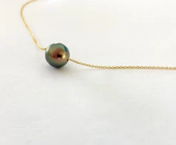 Tahitian Pearl Float Gold Chain Necklace -Fashion Store TAGNKFL 33279.1705714639