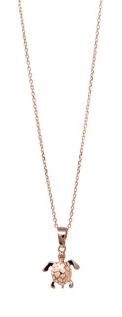 Moana Collection Rose Gold Pendant Necklace: Solid Sea Turtle