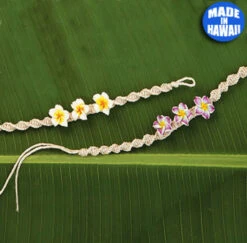 3 Plumeria Woven Macrame Bracelet By Olu Olu