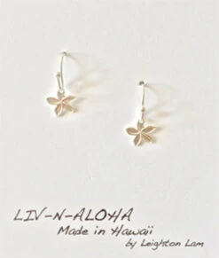 Liv-N-Aloha® Silver Mini Plumeria Solid Dangle Earrings