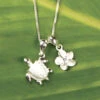 Ku'uipo Sterling Silver Honu & Plumeria Double Charm Necklace -Fashion Store sterling honu plumeria 74479.1592434243