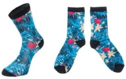 Robin Ruth® Hawaii Women's Crew Socks - Teal Palm Leaves